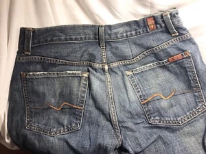 Mens 7 For All Mankind Bootcut Jeans Blue Med-Wash Distressed Boot Cut 34 X 29 - Picture 1 of 12