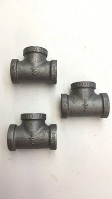 Pipe Fitting 1/2" Tee Fitting Malleable Iron Black (Pack Of 3) - Image 1 of 3