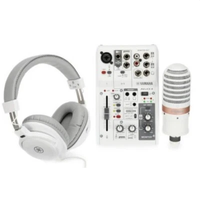 YAMAHA AG03MK2 LSPK White Live Streaming Package Mixer, Mic, Cable & Headphones - Image 1 of 4