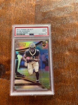 2017 Panini Select #225 Alvin Kamara Silver Prizm PSA 9 Field Level (0727) - Image 1 of 2