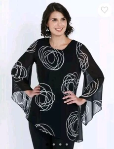 💙 NEW - Liz Jordan Size 14 Black Chiffon Overlay Tunic Top - RRP $129.99 💙 - Picture 1 of 4