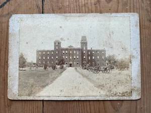 Antique Dixon, IL Photo Cabinet Card Dixon College and Normal School Buggy Horse - Picture 1 of 4