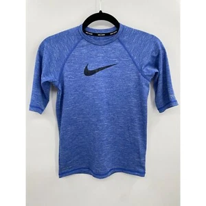 NIKE SWIM Heather Blue Camo Swoosh UPF 40+ Swim Shirt Size M (10-12) - Picture 1 of 5