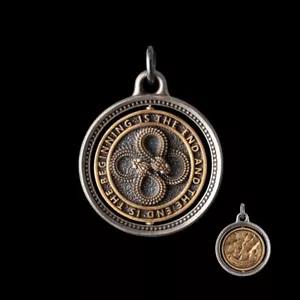 Rotatable Double Ouroboros Pendant. Gift for Snake Lover - Picture 1 of 11
