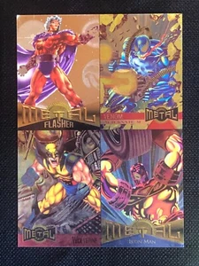 MARVEL METAL 1995 Fleer Dealer Promozionale Promo 4 Trading Card Foglio Non Tagliato - Foto 1 di 2