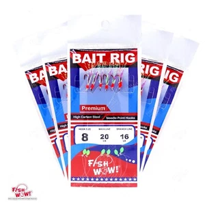 5pks Señuelos Pesca Sabiki Talla 8 ROJOS 6 Ganchos Plataforma Cebo #8 Peces ¡GUAU! Piscatore - Imagen 1 de 4