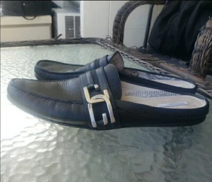 John Galliano Paris Men Sz 11.5 JG logo black leather Slip On Mules shoes - Picture 1 of 11