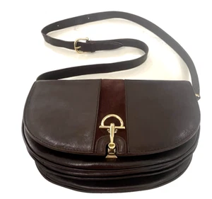 Talbots Brown Leather Crossbody Purse Gold Hardware Adjustable Strap #23147 - Picture 1 of 23