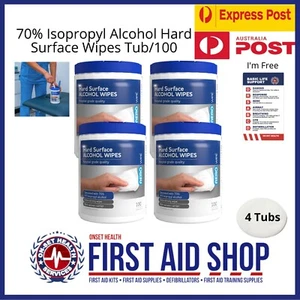 4x 70% Isopropyl Alcohol Hard Surface Wipes Tub/100 - First Aid Supplies - Picture 1 of 3