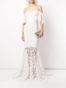 Wedding Gown by Tadashi Shoji Madryn Off-The-Shoulder Lace Dress. A line size 12 - Picture 1 of 7