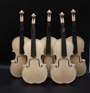 4/4 Violin Flame Maple Spruce Wood Handmade Violin Ebony Fingerboard Unfinished - Picture 1 of 8