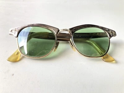 Anteojos vintage SRO 18 1/10 12K GF rellenos de oro 5 1/4 44 gafas de templo grabadas Foto 1 de 4