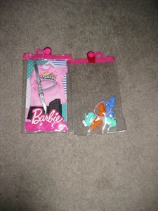 Ken Fashion Outfit Pink Shirt Checked Pants with Silver Belt & 3 pr Barbie Shoes - Picture 1 of 1