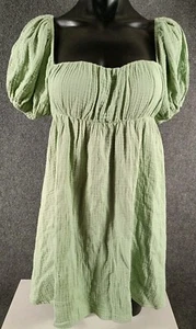 Princess Polly Sz10 GreenTie Backless Midi Dress Square Neck Short Puff Sleeves - Picture 1 of 11
