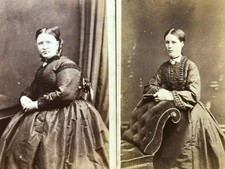 CARTE DE VISITE CDV X 2 - DIFFERENT LADIES TAKEN BY HAWKINS, BRIGHTON - 1860-70s