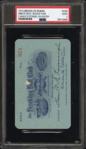 1914 BROOKLYN/EBBETS FIELD PASS HONUS WAGNER 8 HIT/CHRISTY MATHEWSON WIN#355 PSA - Picture 1 of 17