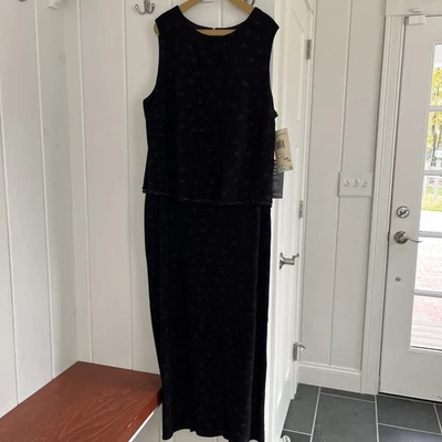 Onyx Nite Formal Dress Long 24 Beaded Layered Eveningwear Black Sleeveless NWT - Image 1 of 4