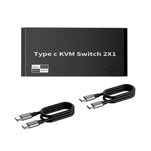 2x1 8K USB C KVM Switch 3.5mm 100W PD Charge Type C KVM Switch Share Accessories - Photo 1/13