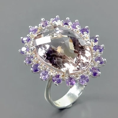 Anillo ametrino natural hecho a mano de 35 quilates de plata de ley 925 talla 8/B-R4190 Foto 1 de 4