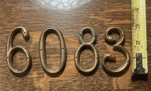 VINTAGE SOLID BRASS House, Door, Mailbox, Gate NUMBERS, 3” TALL 0,6,8,3 - Picture 1 of 2