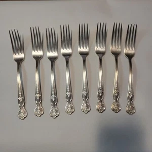 Vtg Wm. Rogers Inspiration-Magnolia Silverplate Set of 8 Dinner Forks - Foto 1 di 2