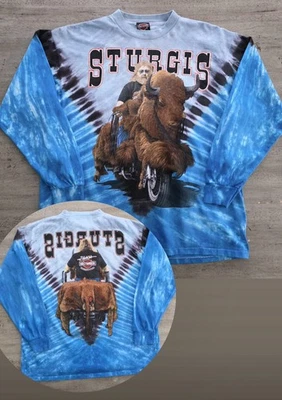 Vintage 90s Harley Davidson Sturgis Buffalo Bike Rider Longsleeve T-shirt Sz XL - Image 1 of 4