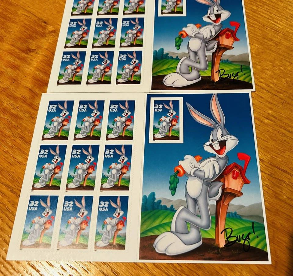 Looney Tunes Stamp Sheet Set Bugs Bunny $0.32 Two Sheets of 10 stamps. 20 Stamps - Image 1 of 1