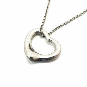 TIFFANY Co. Open Heart Necklace SV925 Silver Accessory Pendant 13352 Reused Item - Picture 1 of 7