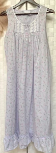 Eileen West Flieder Print Spitze Rüschen Baumwolle Nachthemd Pyjama Kleid Gr. M FXT - Bild 1 von 9