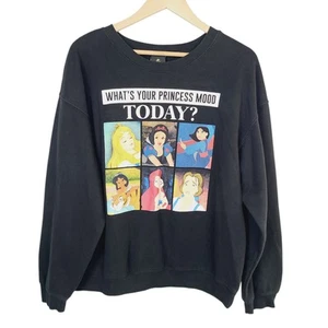 Disney Princess Sweatshirt Girls XL Black Multi Knit Whats Your Princess Mood - Picture 1 of 8