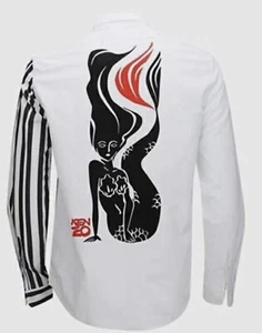 KENZO Men’s Shirt Cotton Stripe Mermaid White/Black Size XS - BNWT - Picture 1 of 3