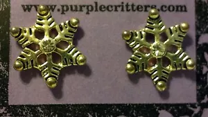 Little Silver Snowflake Design Small Clear Stone Pierced Fashion Earrings - Picture 1 of 8