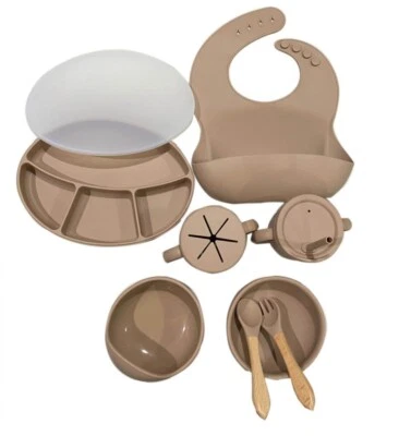 Juego de alimentación bebé silicona beige Foto 1 de 4