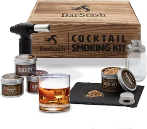 Whisky Smoker Set mit Taschenlampe, Cocktail Smoker Set mit gebrannter Holzbox, Geburtstag - Bild 1 von 7