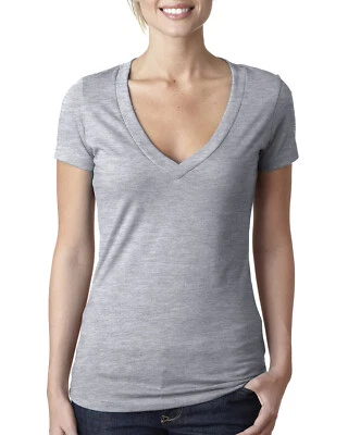 Next Level Ladies' 4.3 oz. CVC Deep V-Neck Short Sleeves T-Shirt 6640 S-2XL - Image 1 of 2