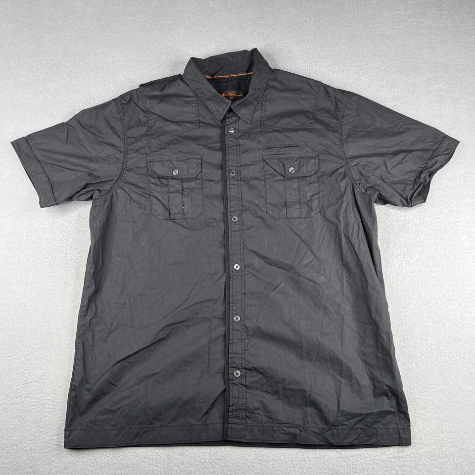Camisa Ben Sherman Juvenil 3XL Negra Bolsillos Informal Abotonada Manga Corta Para Hombres Foto 1 de 4