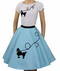 3-Pc Light Blue Poodle Skirt Outfit _ Adult Size LARGE _ Waist 35"- 41"