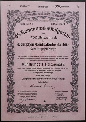 500 Reichsmark 1941 - BERLIN / Germany Loan Bond - Series: 33571 - "Y 193" - Image 1 of 4