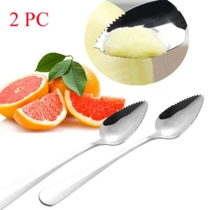 2PCS Thickening Stainless Steel Spoon Grapefruit Dessert With Serrated Edge - Picture 1 of 7