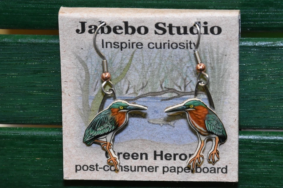 Pendientes Jabebo Garza Verde Foto 1 de 1