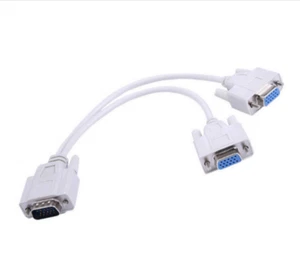 0.2M 1 Male To 2 Dual Female PC VGA SVGA HD15 Monitor Y Splitter Adapter Cable - Picture 1 of 3