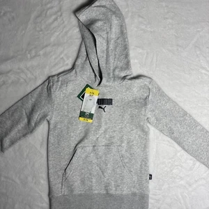 Puma Youth Fleece Pullover Hoodie Sweatshirt Grey Size S 7/8 - Picture 1 of 8