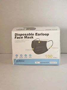 100 PCS Disposable Face Mask Non Medical Surgical 3 Ply Ear loop Black Masks - Picture 1 of 4