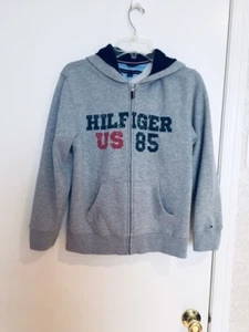 Tommy Hilfiger Grey/D.Blue Zip Hooded Fleece Jacket  Size L (16-18) Youth - Picture 1 of 6