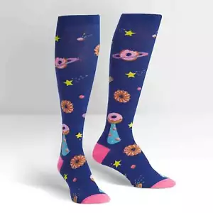 SOCK IT TO ME GLAZED GALAXY KNEE HIGH SOCKS ROLLER DERBY DISC GOLF DONUTS SPACE - Picture 1 of 2
