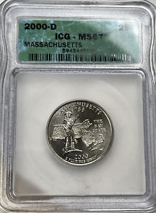 2000-D Massachusetts State Quarter ICG MS67 in velvet box (CB128)