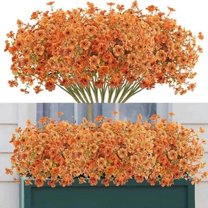 10Pcs Artificial Fall Autumn Flowers Plants for Outdoor Outside Yard Decoration - Picture 1 of 12