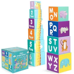 boppi Stacking Blocks Jungle Safari Animal Toddler Toys with Letters and Numbers - Picture 1 of 9