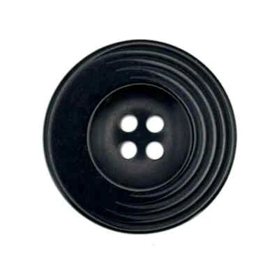 BLACK SEMI GROOVED 4 HOLE COAT BUTTONS Size 28mm - Image 1 of 2