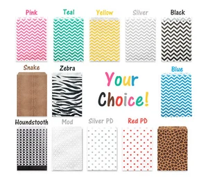 5x7, 6x9 Paper Gift Bags, Chevron, Zebra, Leopard, Polka Dot Party Wedding Lot - Picture 1 of 94